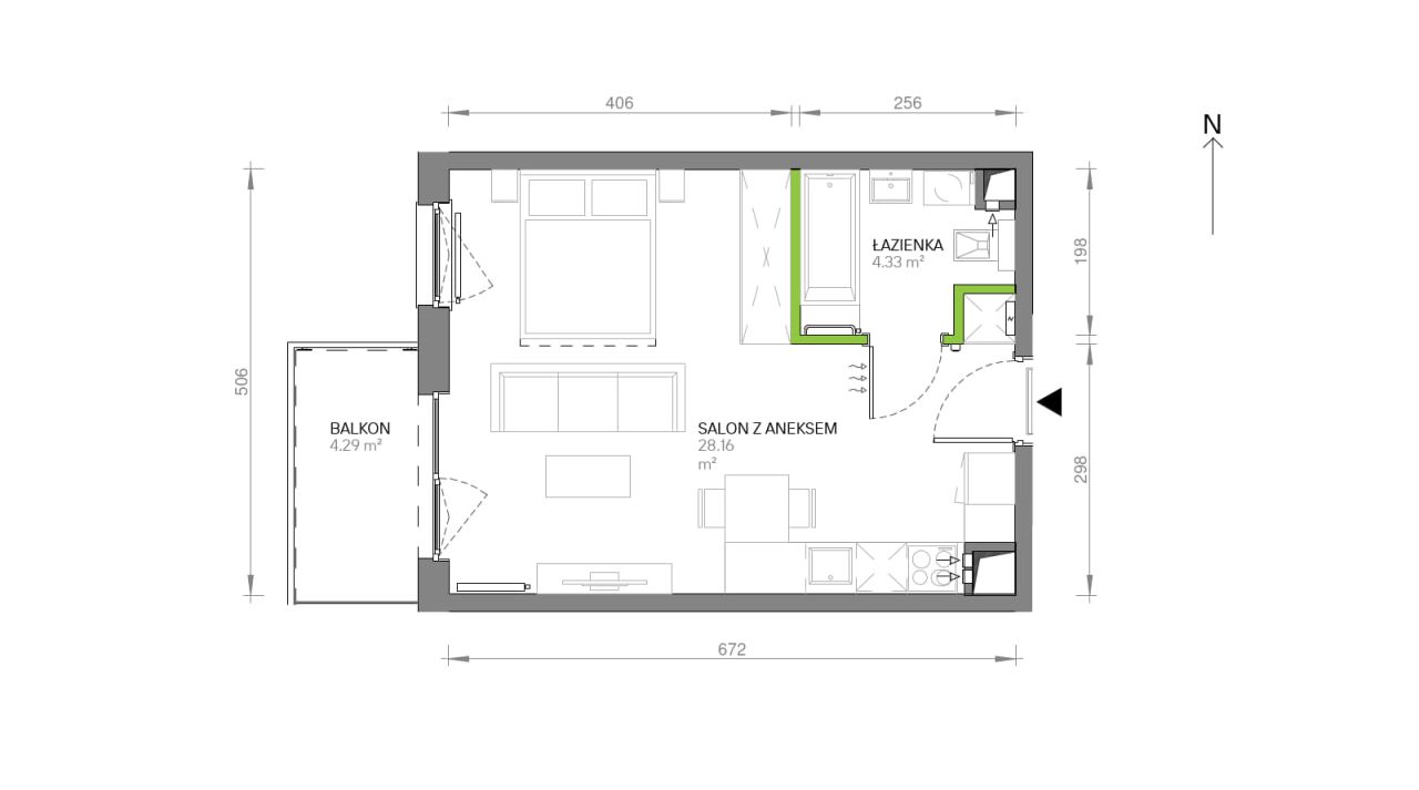 Mieszkanie 1-pokojowe Gdańsk Chełm, ul. Ptasia. Zdjęcie 7