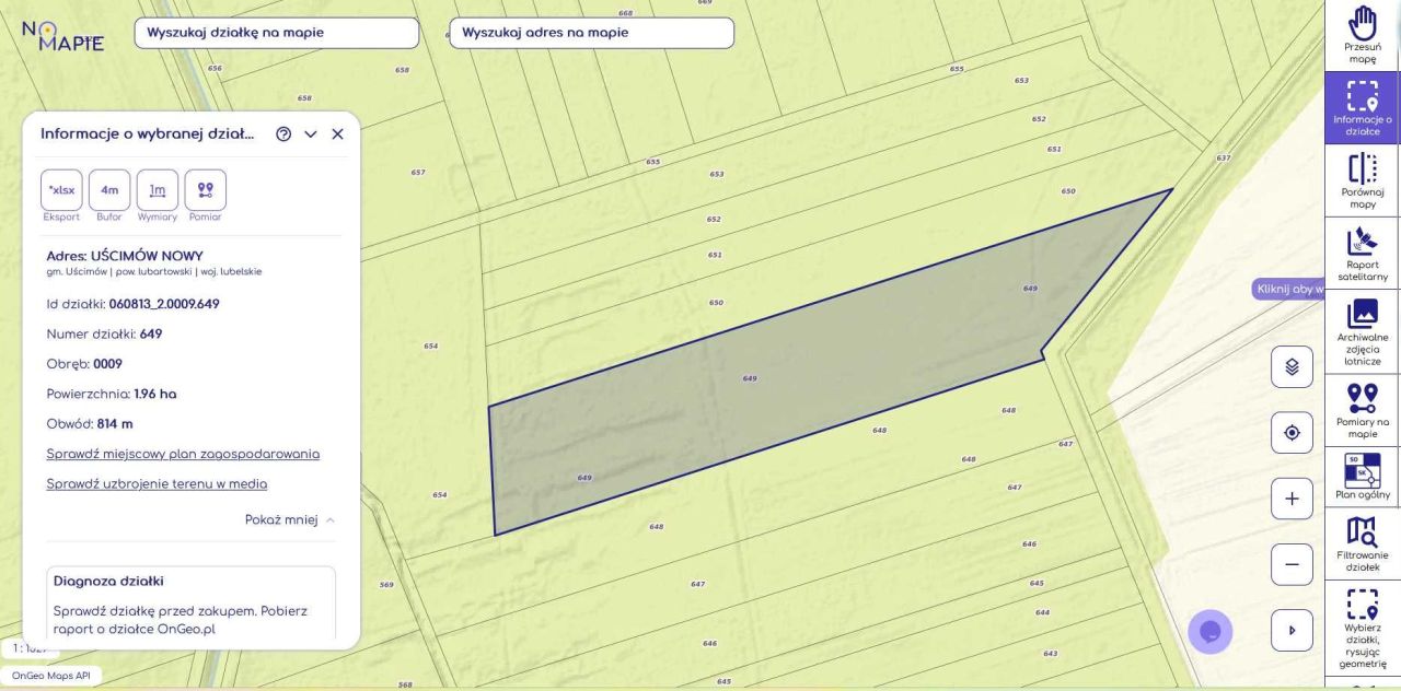 Działka rolna Nowy Uścimów