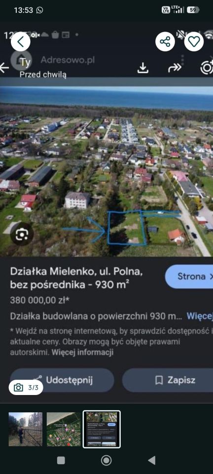 Działka rolno-budowlana Mielenko, ul. Polna. Zdjęcie 1