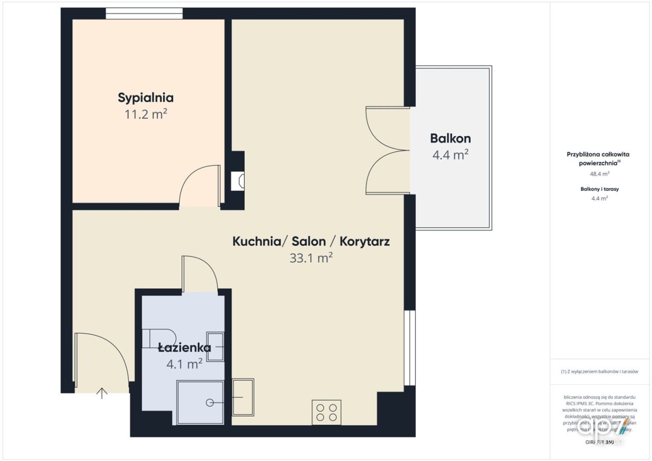 Mieszkanie 2-pokojowe Kraków Prądnik Biały, ul. Zygmunta Glogera. Zdjęcie 16