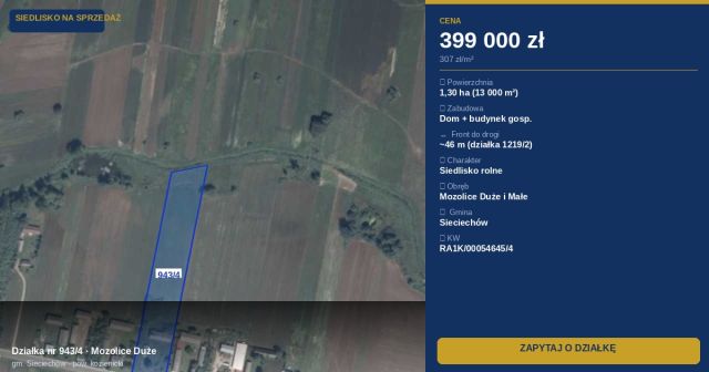 Działka siedliskowa Mozolice Duże. Zdjęcie 1