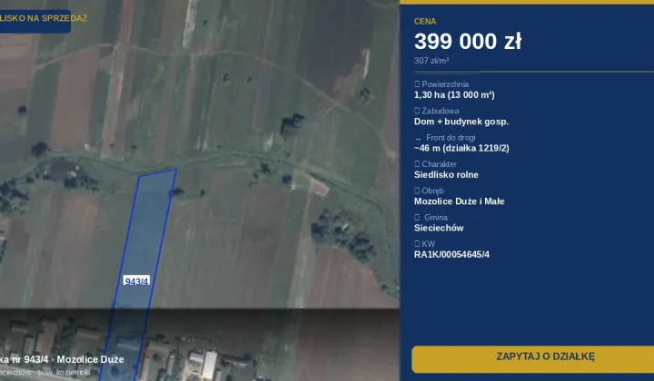 Działka siedliskowa Mozolice Duże