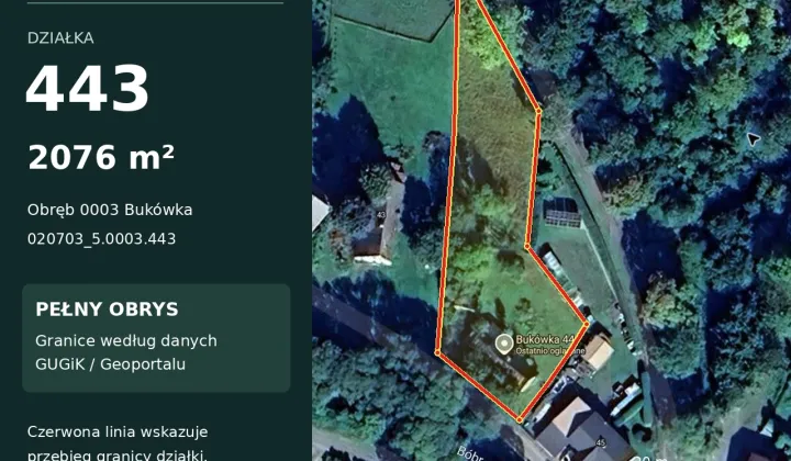 Działka budowlana Bukówka