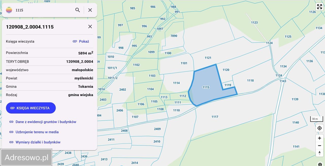 Działka rolna Tokarnia