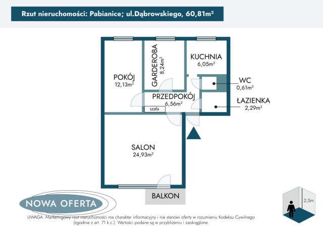 Mieszkanie 3-pokojowe Pabianice, ul. gen. Jarosława Dąbrowskiego. Zdjęcie 13