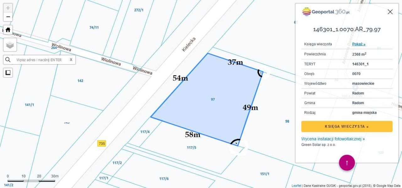 Działka budowlana Radom, ul. Kielecka. Zdjęcie 2