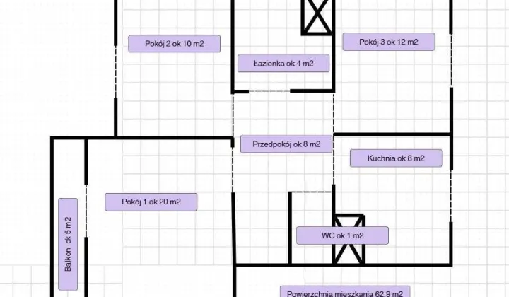 Mieszkanie 3-pokojowe Dobczyce, os. Piastowskie