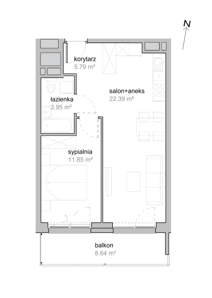 Mieszkanie 2-pokojowe Wrocław Tarnogaj, ul. Piękna. Zdjęcie 7