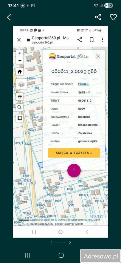 Działka rolno-budowlana Żółkiewka-Osada