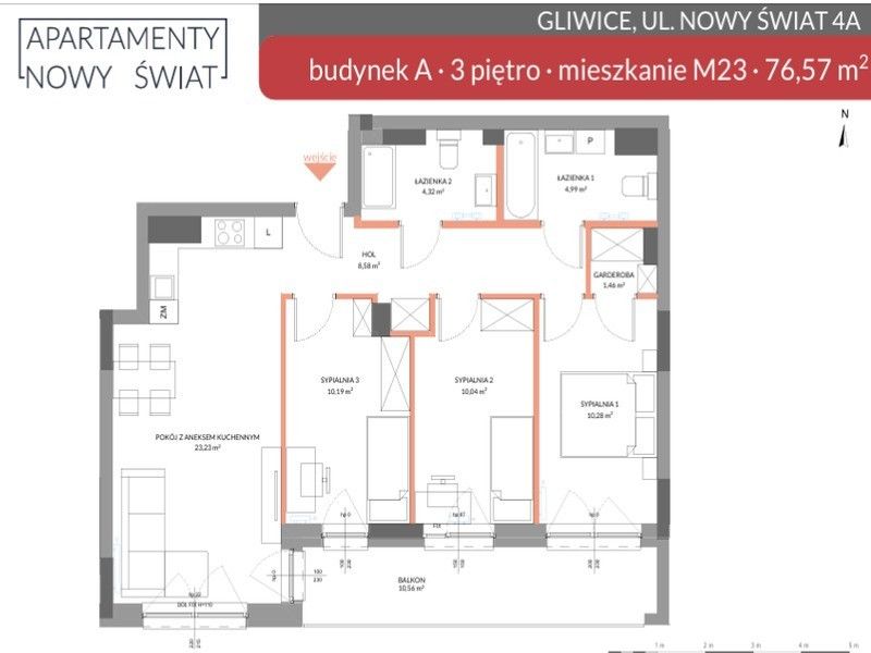 Mieszkanie 4-pokojowe Gliwice, ul. Nowy Świat. Zdjęcie 3