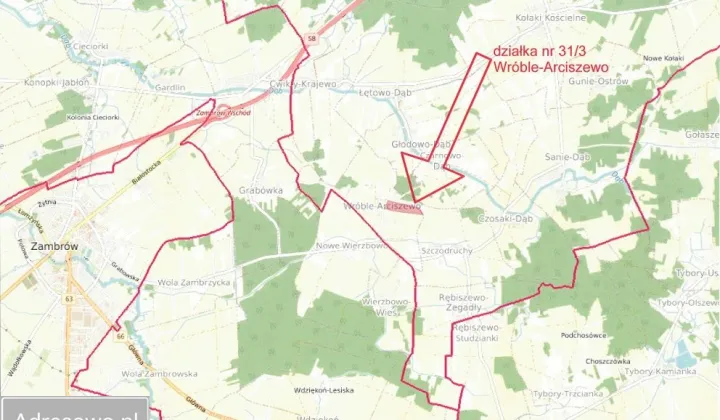 Działka rolna Wróble-Arciszewo