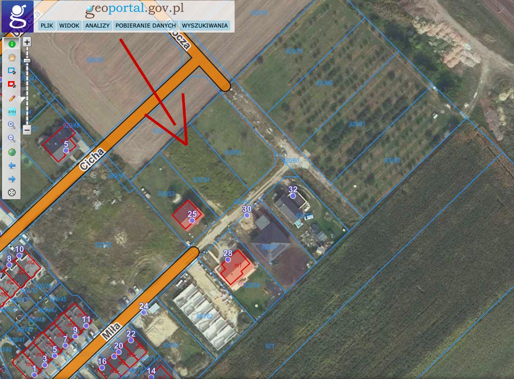 Działka budowlana Święta Katarzyna, ul. Miła