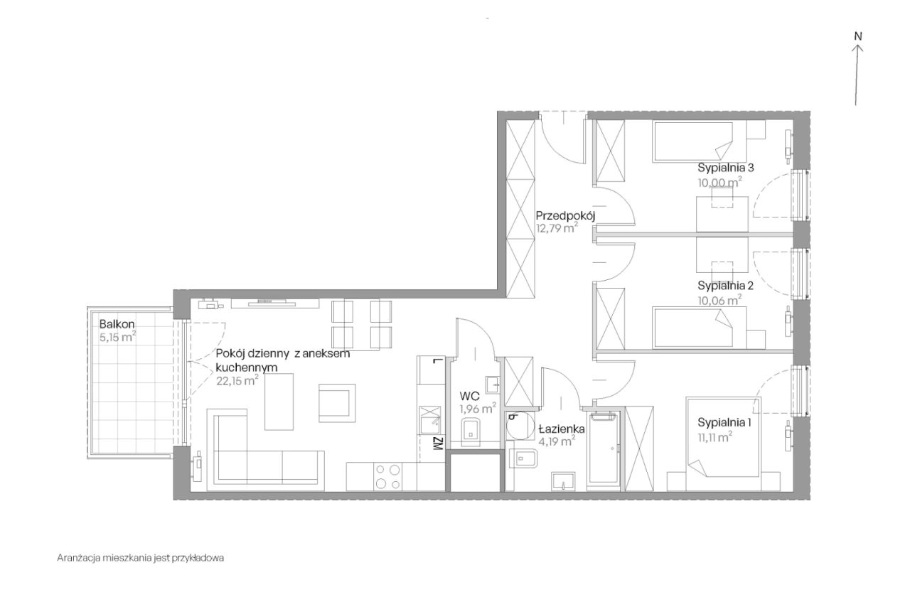 Mieszkanie 4-pokojowe Kraków Czyżyny, ul. Romana Ciesielskiego. Zdjęcie 14