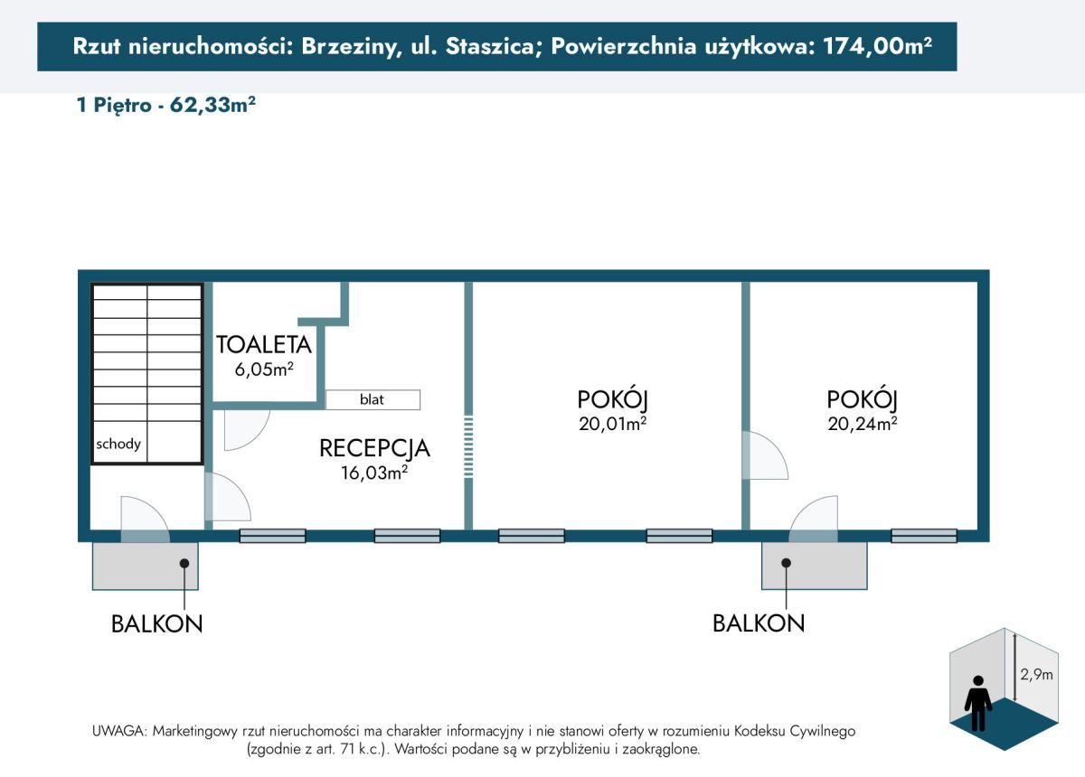 kamienica, 6 pokoi Brzeziny, ul. Stanisława Staszica. Zdjęcie 19