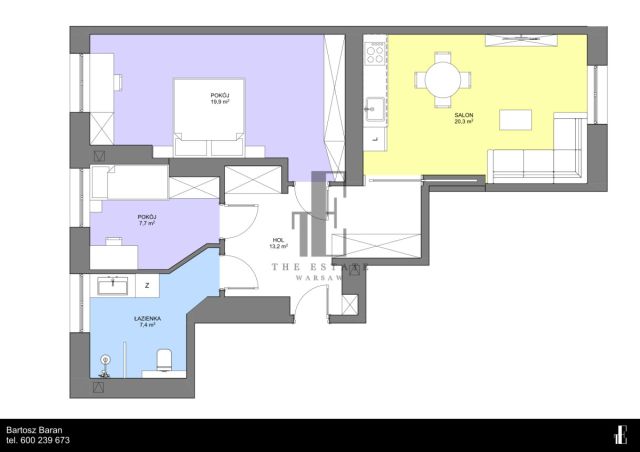 Mieszkanie 3-pokojowe Warszawa Śródmieście, ul. Ludwika Waryńskiego. Zdjęcie 13