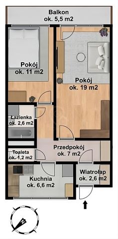 Mieszkanie 2-pokojowe Wrocław, pl. Powstańców Śląskich. Zdjęcie 16