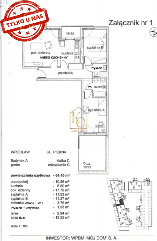 Mieszkanie 3-pokojowe Wrocław Gaj, ul. Piękna. Zdjęcie 16