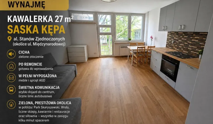 Mieszkanie 1-pokojowe Warszawa Saska Kępa, al. Stanów Zjednoczonych