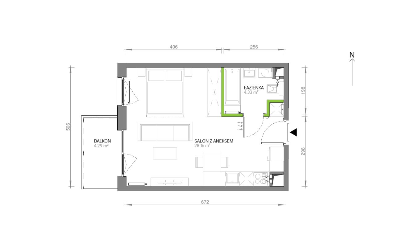 Mieszkanie 1-pokojowe Gdańsk Chełm, ul. Ptasia. Zdjęcie 7