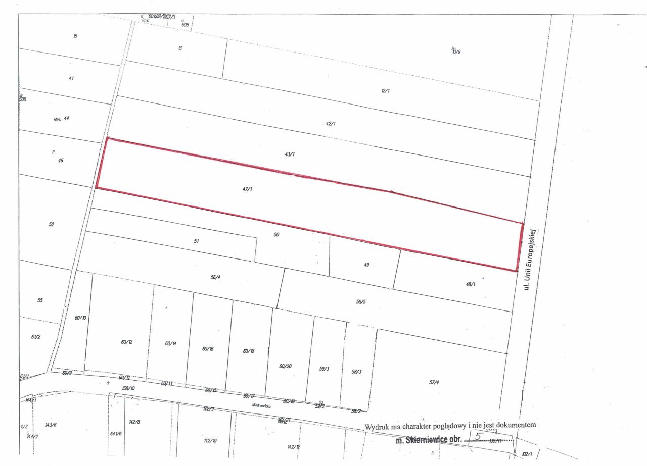 Działka inwestycyjna Skierniewice Centrum, ul. Unii Europejskiej