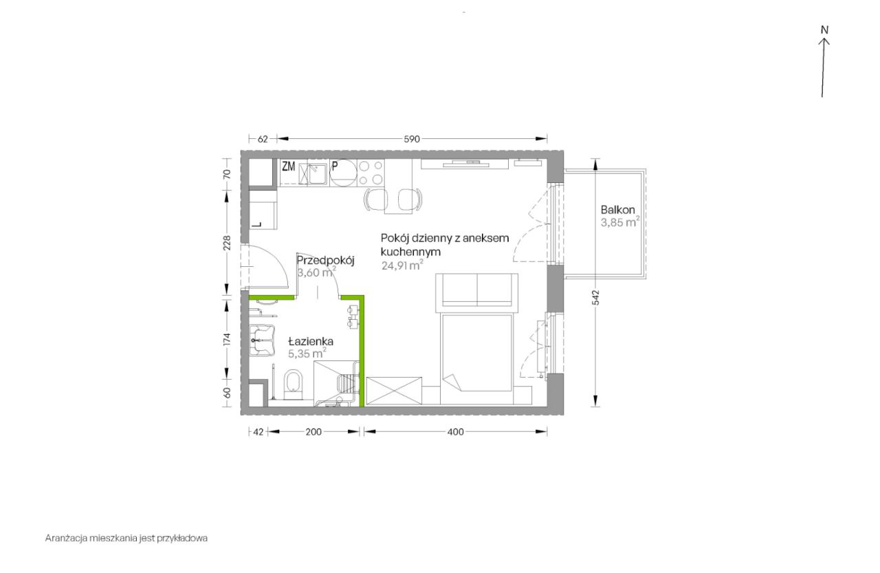 Mieszkanie 1-pokojowe Kraków Czyżyny, ul. Romana Ciesielskiego. Zdjęcie 14