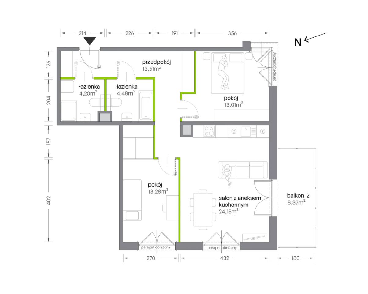 Mieszkanie 3-pokojowe Kraków Krowodrza, ul. Żabiniec. Zdjęcie 7