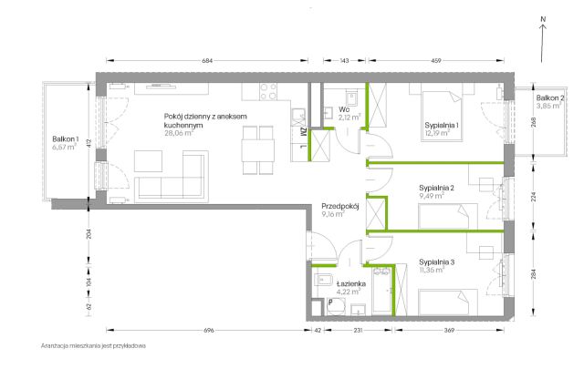 Mieszkanie 4-pokojowe Kraków Czyżyny, ul. Romana Ciesielskiego. Zdjęcie 14