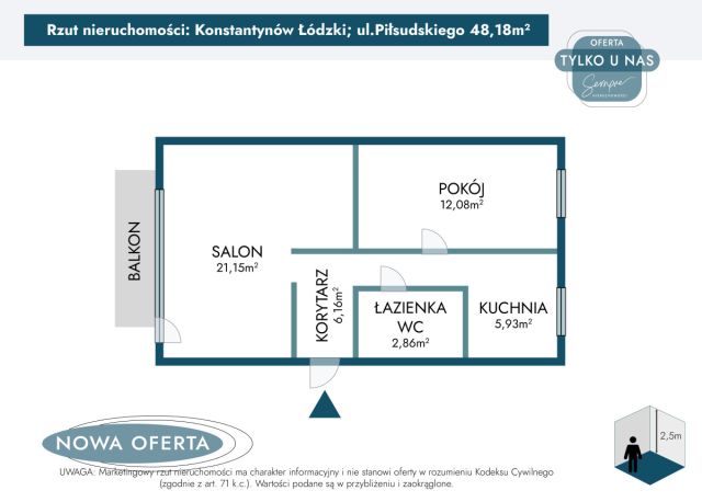 Mieszkanie 2-pokojowe Konstantynów Łódzki, ul. marsz. Józefa Piłsudskiego. Zdjęcie 21