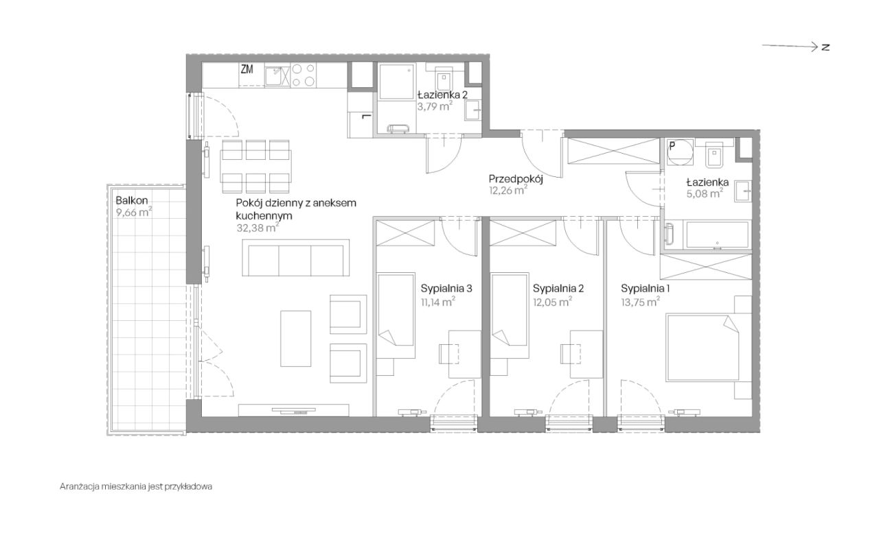 Mieszkanie 4-pokojowe Kraków Czyżyny, ul. Romana Ciesielskiego. Zdjęcie 14