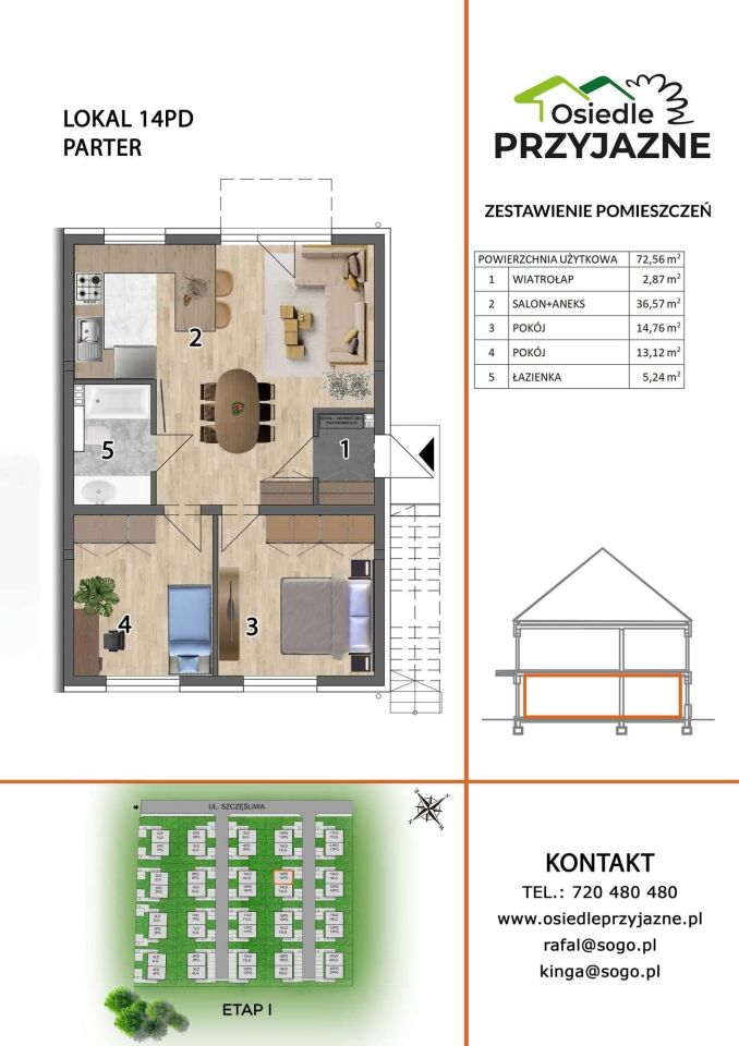 Mieszkanie 3-pokojowe Lutynia. Zdjęcie 4