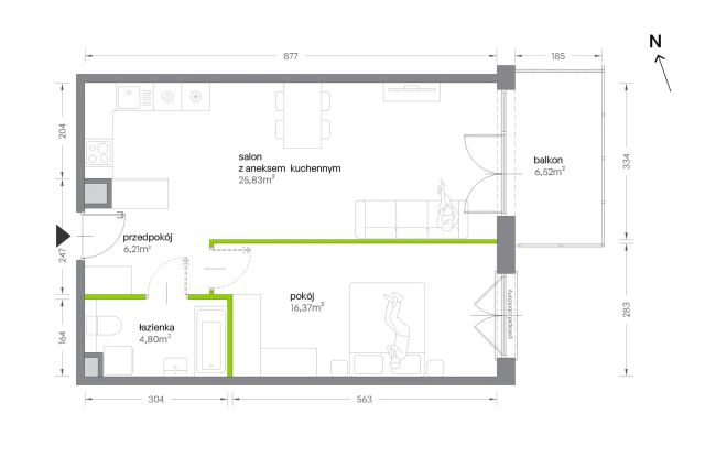 Mieszkanie 2-pokojowe Kraków Krowodrza, ul. Żabiniec. Zdjęcie 7
