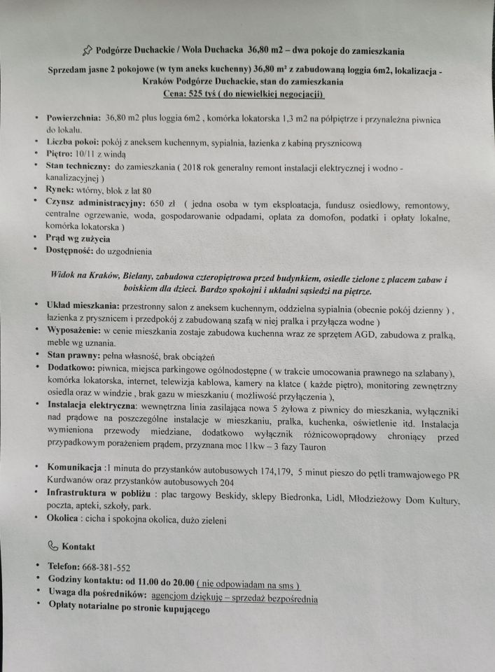 Mieszkanie 2-pokojowe Kraków Podgórze Duchackie, ul. Jana Sas-Zubrzyckiego. Zdjęcie 12