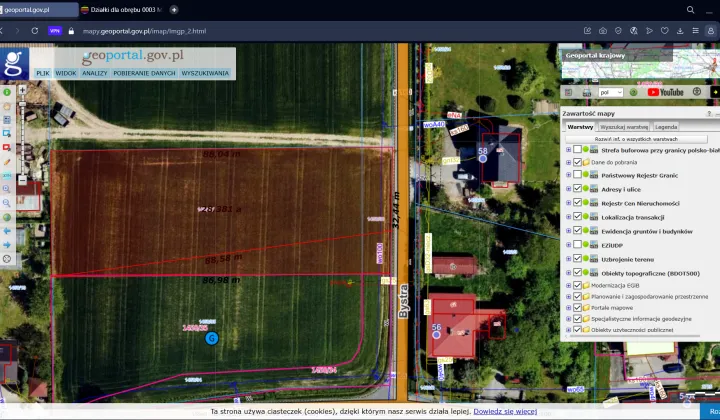 Działka rolno-budowlana Bielsko-Biała Komorowice Krakowskie, ul. Bystra