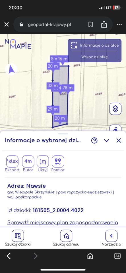 Działka rolna Nawsie