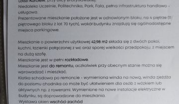 Mieszkanie 2-pokojowe Łódź Polesie