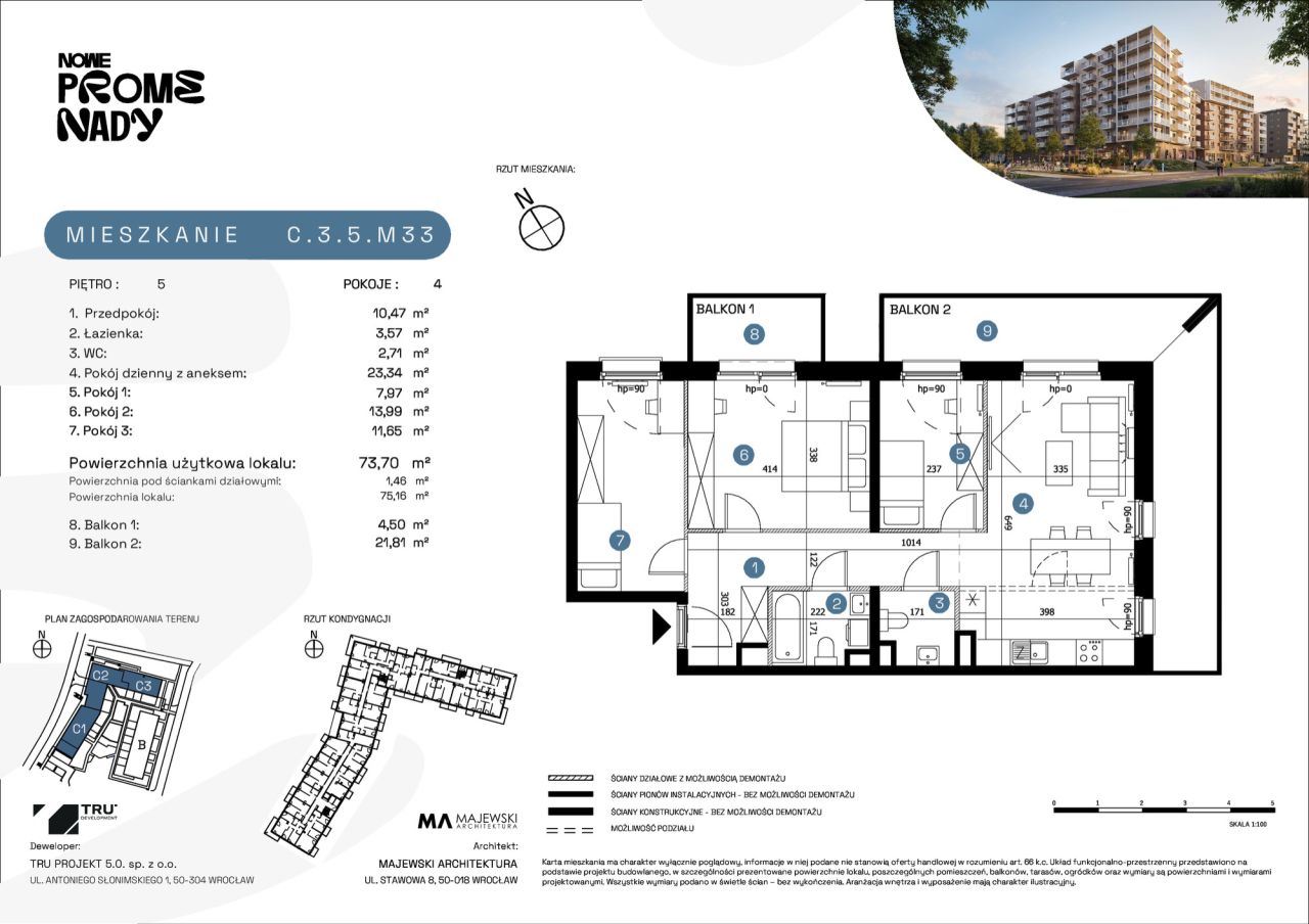 Mieszkanie 4-pokojowe Wrocław Psie Pole, ul. Jana Czochralskiego. Zdjęcie 9