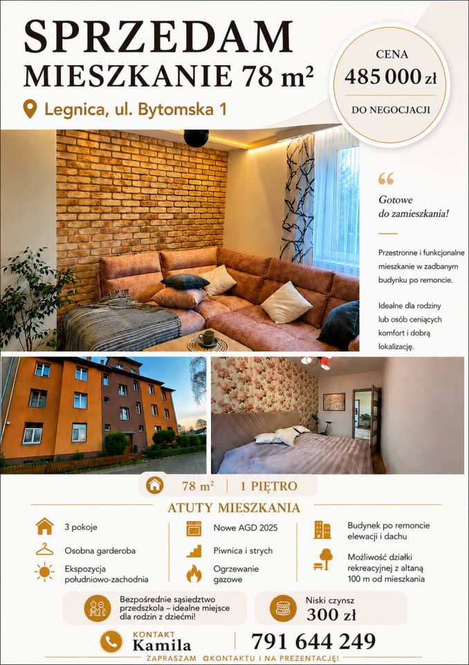 Mieszkanie 3-pokojowe Legnica Piątnica, ul. Wały Rzeczne. Zdjęcie 1
