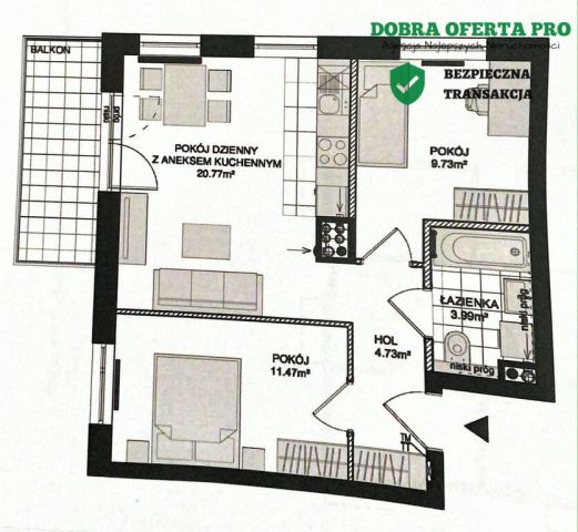 Mieszkanie 3-pokojowe Gdańsk Orunia, ul. Kazimierza Wielkiego. Zdjęcie 14