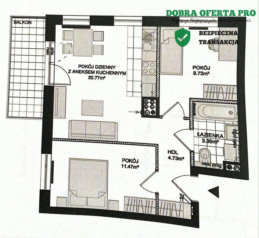 Mieszkanie 3-pokojowe Gdańsk Orunia, ul. Kazimierza Wielkiego. Zdjęcie 14