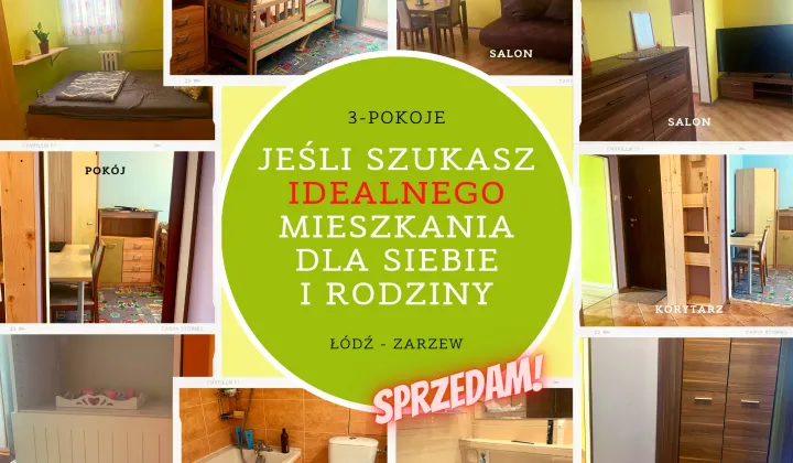 Mieszkanie 3-pokojowe Łódź Zarzew, ul. Gustawa Morcinka