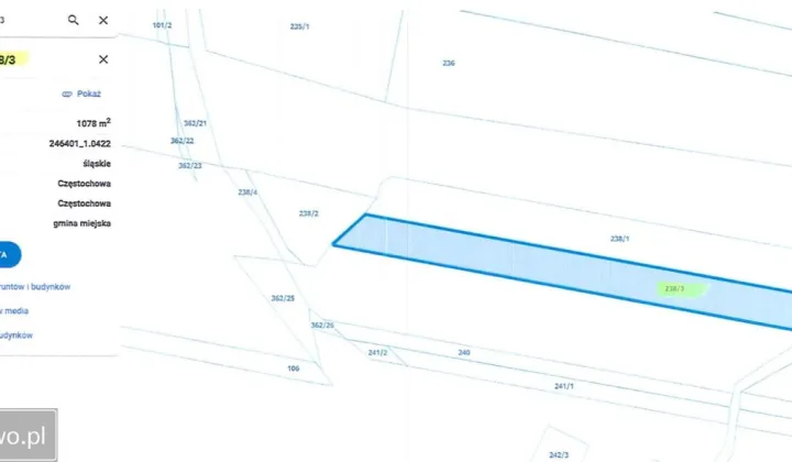 Działka rolna Częstochowa Błeszno, ul. Żyzna