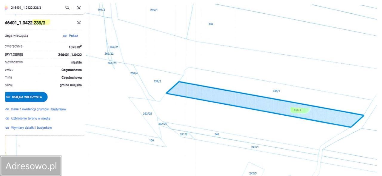 Działka rolna Częstochowa Błeszno, ul. Żyzna