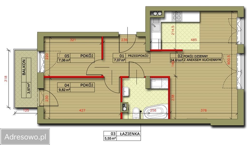 Mieszkanie 3-pokojowe Kraków Bieżanów, ul. Henryka i Karola Czeczów. Zdjęcie 6