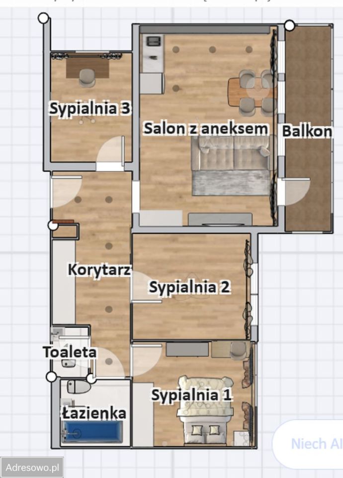 Mieszkanie 4-pokojowe Warszawa Bielany, ul. Klaudyny. Zdjęcie 6