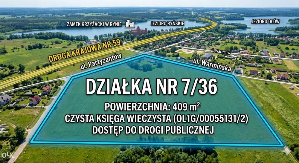 Działka budowlana Ryn. Zdjęcie 1