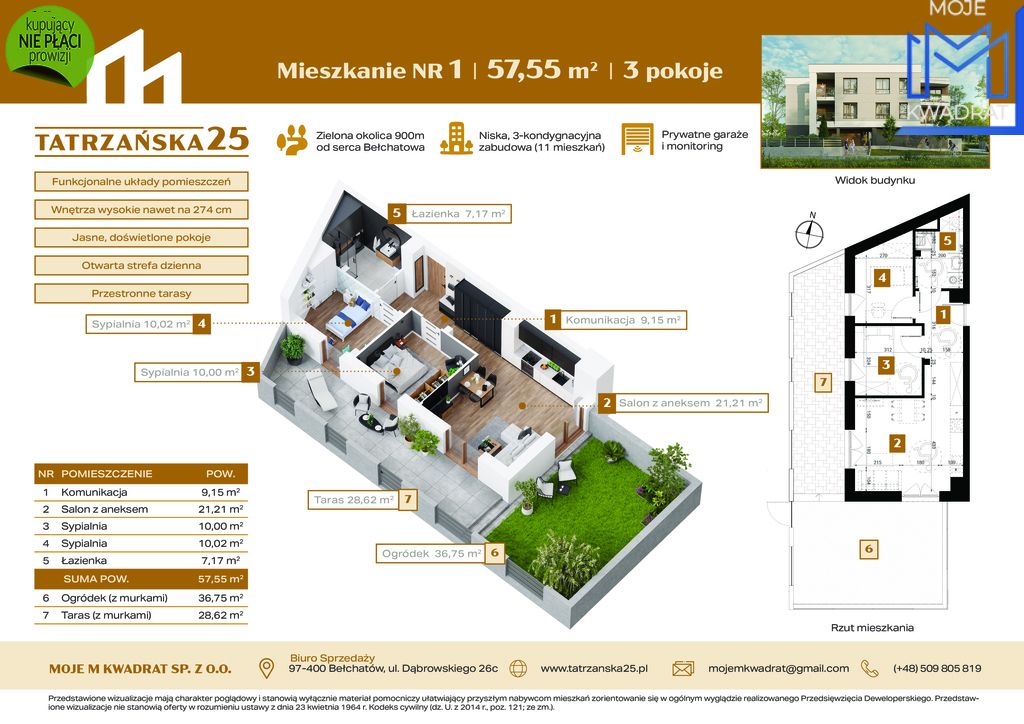 Mieszkanie 3-pokojowe Bełchatów, ul. Tatrzańska. Zdjęcie 1