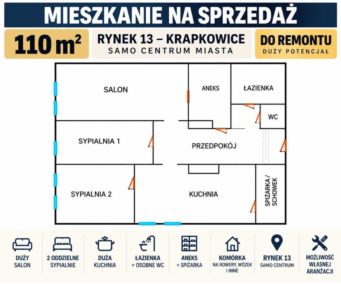 Mieszkanie 3-pokojowe Krapkowice, rynek Rynek. Zdjęcie 2
