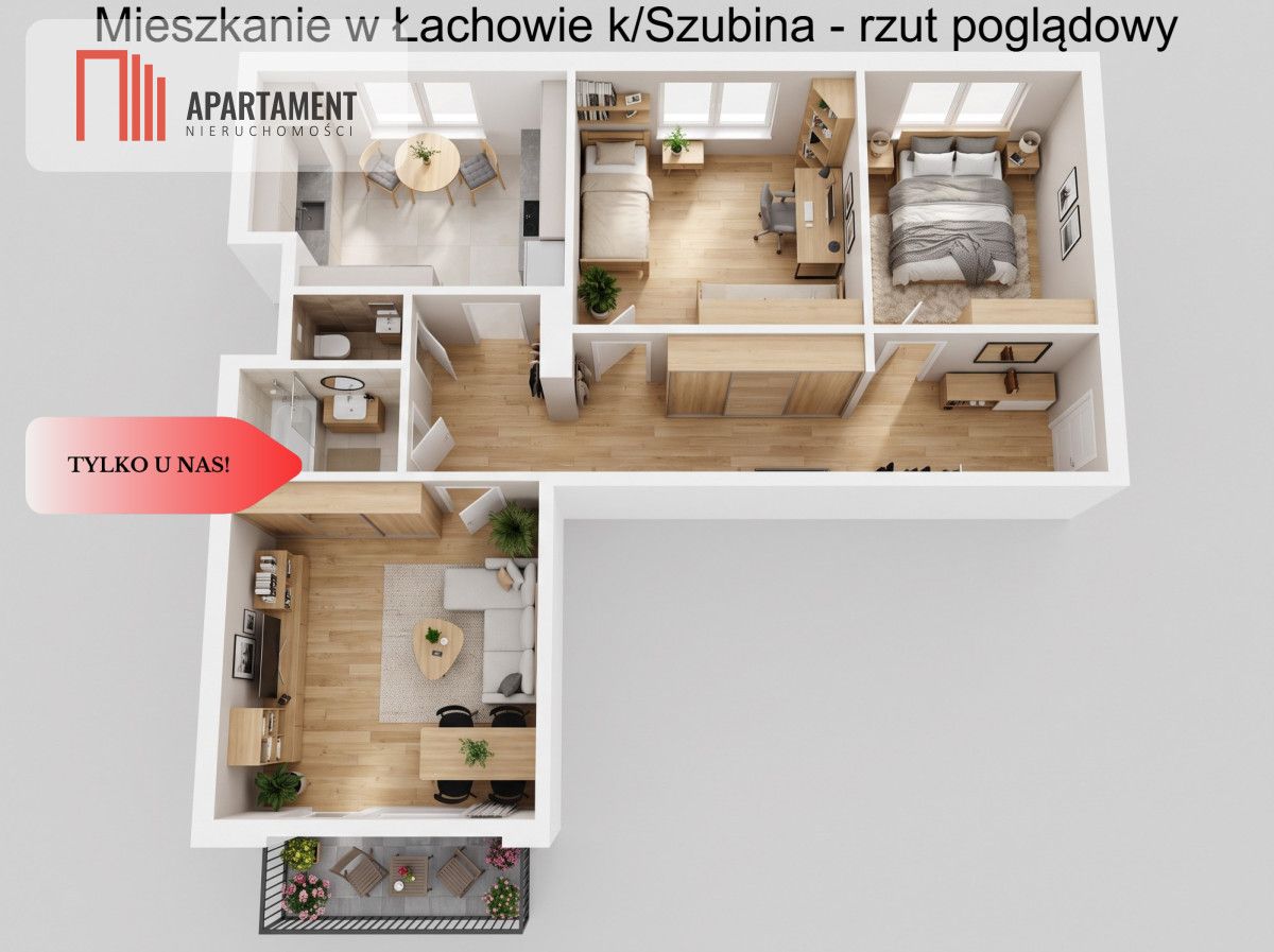 Mieszkanie 3-pokojowe Łachowo. Zdjęcie 4
