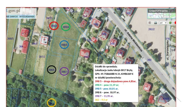 Działka rolno-budowlana Jasło Bryły