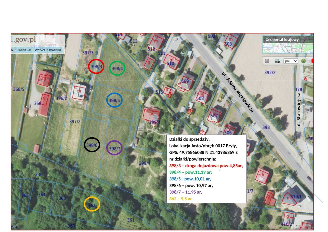Działka rolno-budowlana Jasło Bryły